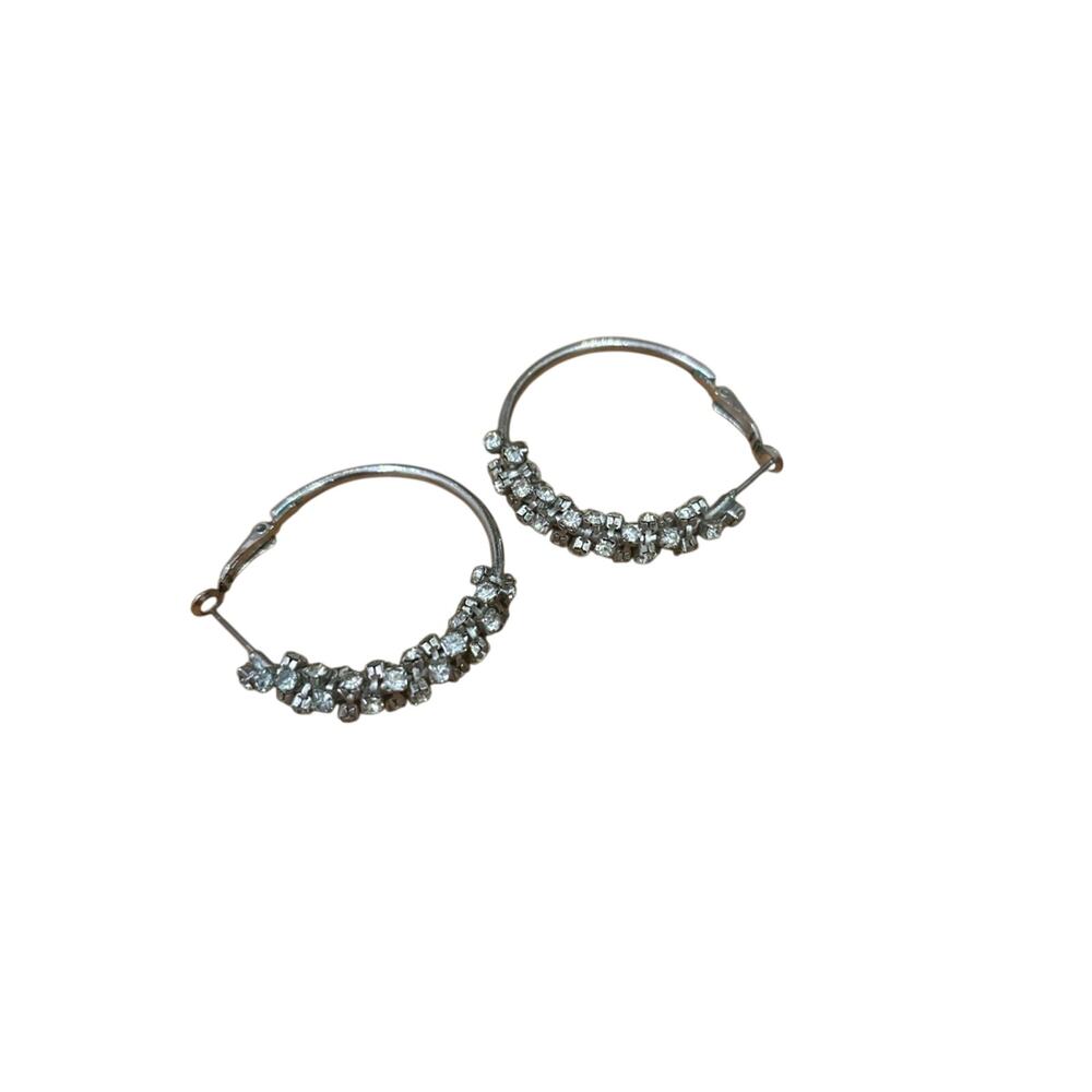Crystal-Accent Silver Hoop Earrings - Women's Jewelry